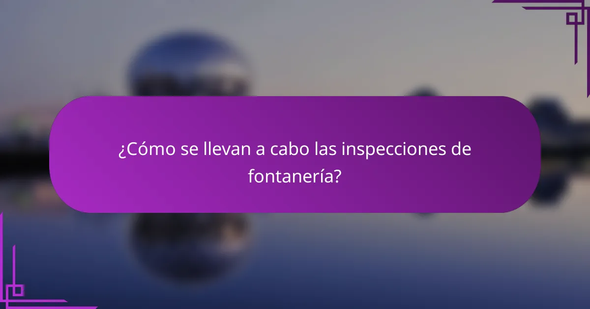 ¿Cómo se llevan a cabo las inspecciones de fontanería?