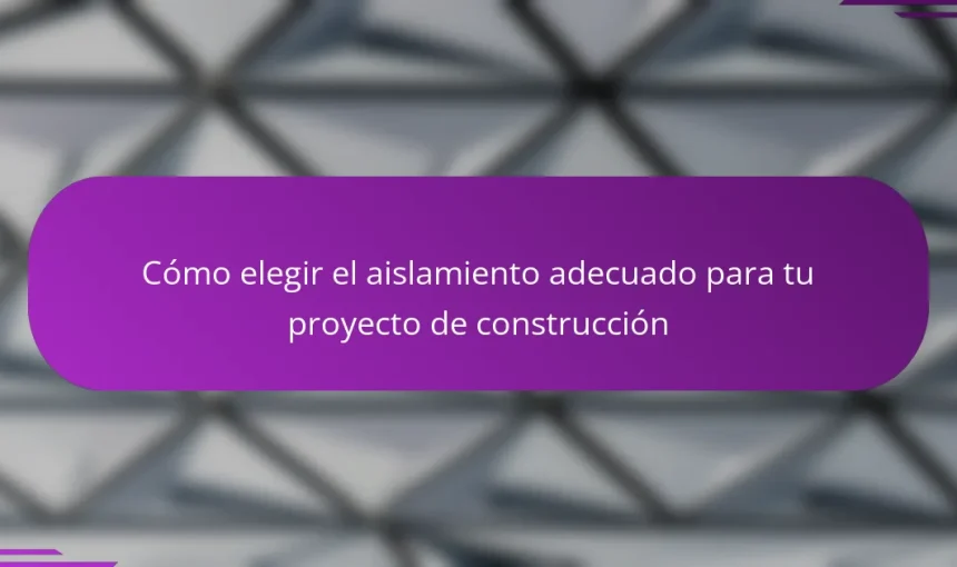 Cómo elegir el aislamiento adecuado para tu proyecto de construcción