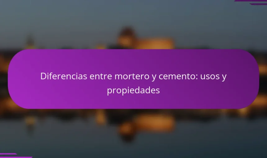 Diferencias entre mortero y cemento: usos y propiedades