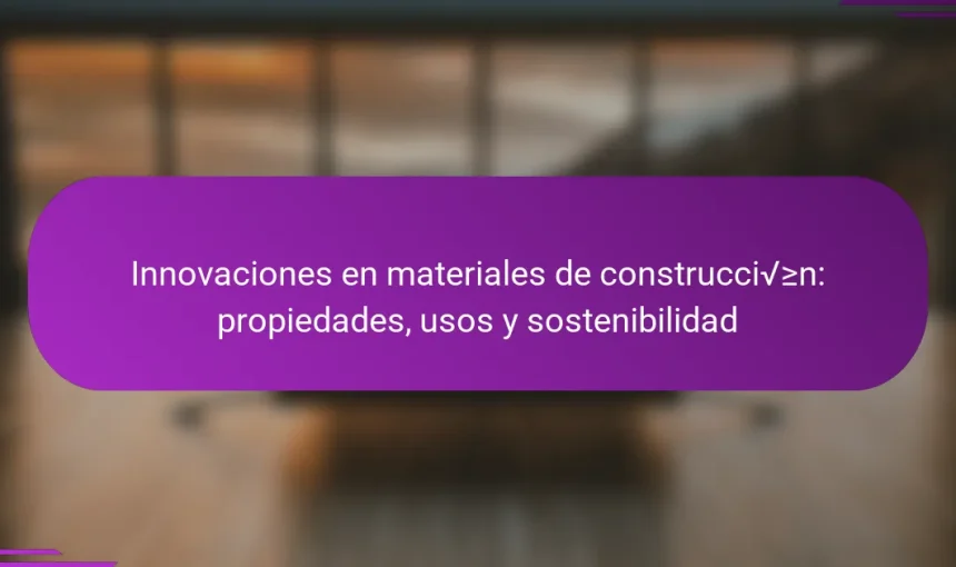 Innovaciones en materiales de construcción: propiedades, usos y sostenibilidad