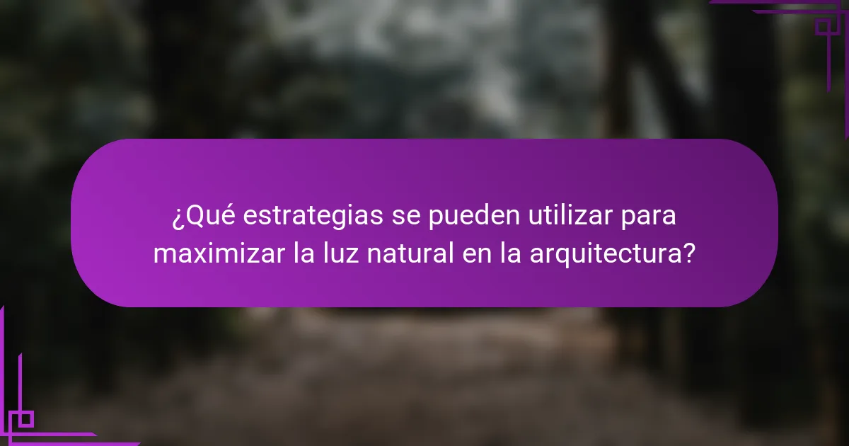 ¿Qué estrategias se pueden utilizar para maximizar la luz natural en la arquitectura?